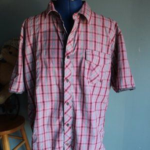Plaid CARPE DIEM Short Sleeve Button Up Shirt ~XL~